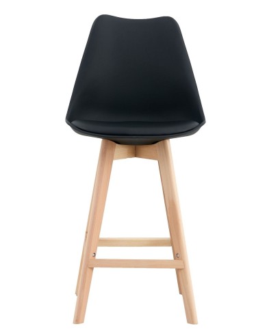 Taburete TORRE (SU), madera, negro, cojín negro