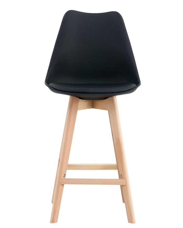 Taburete TORRE (SU), madera, negro, cojín negro