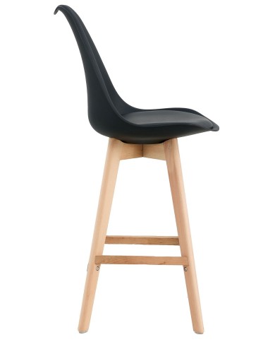 Taburete TORRE (SU), madera, negro, cojín negro