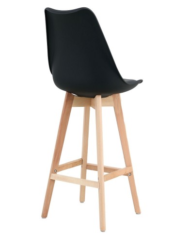 Taburete TORRE (SU), madera, negro, cojín negro