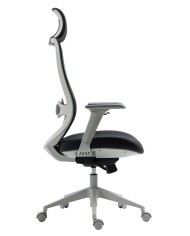 Sillón de oficina ARANJUEZ, alto, gris, ergonómico, multifunción, malla y asiento negro