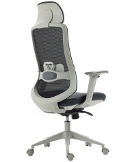 Sillón de oficina ARANJUEZ, alto, gris, ergonómico, multifunción, malla y asiento negro