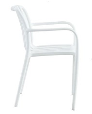 Sillón SALER, apilable, polipropileno blanco