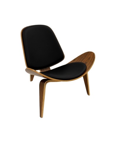 Sillón NORDIC (R), palo rosa, similpiel negra