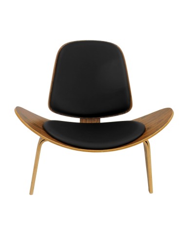 Sillón NORDIC (R), palo rosa, similpiel negra