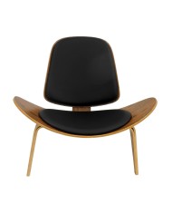 Sillón NORDIC (R), palo rosa, similpiel negra