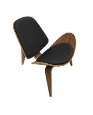 Sillón NORDIC (R), palo rosa, similpiel negra