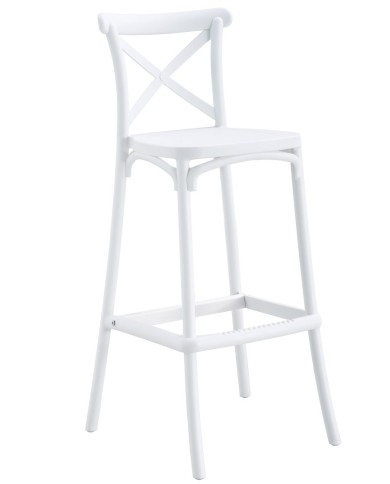 Taburete CORFÚ, tratamiento anti UV, polipropileno blanco