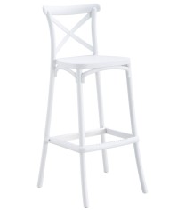 Taburete CORFÚ, tratamiento anti UV, polipropileno blanco