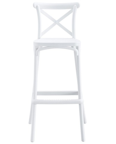 Taburete CORFÚ, tratamiento anti UV, polipropileno blanco