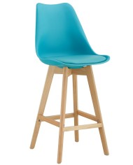 Taburete TORRE (SU), madera, turquesa, cojín turquesa