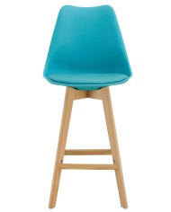Taburete TORRE (SU), madera, turquesa, cojín turquesa