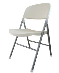 Silla BEACH, plegable, metal plata, polipropileno blanco