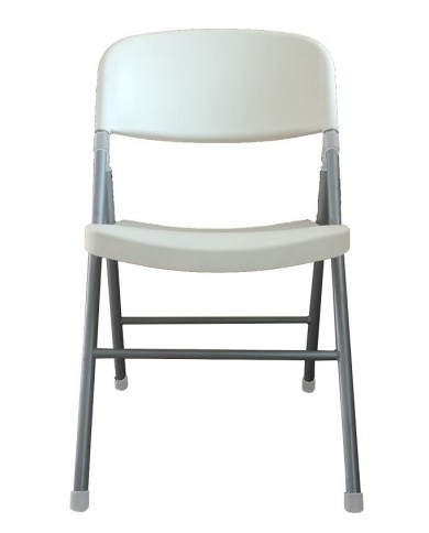 Silla BEACH, plegable, metal plata, polipropileno blanco