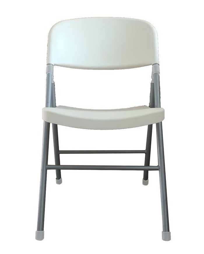 Silla BEACH, plegable, metal plata, polipropileno blanco