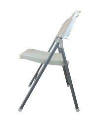 Silla BEACH, plegable, metal plata, polipropileno blanco