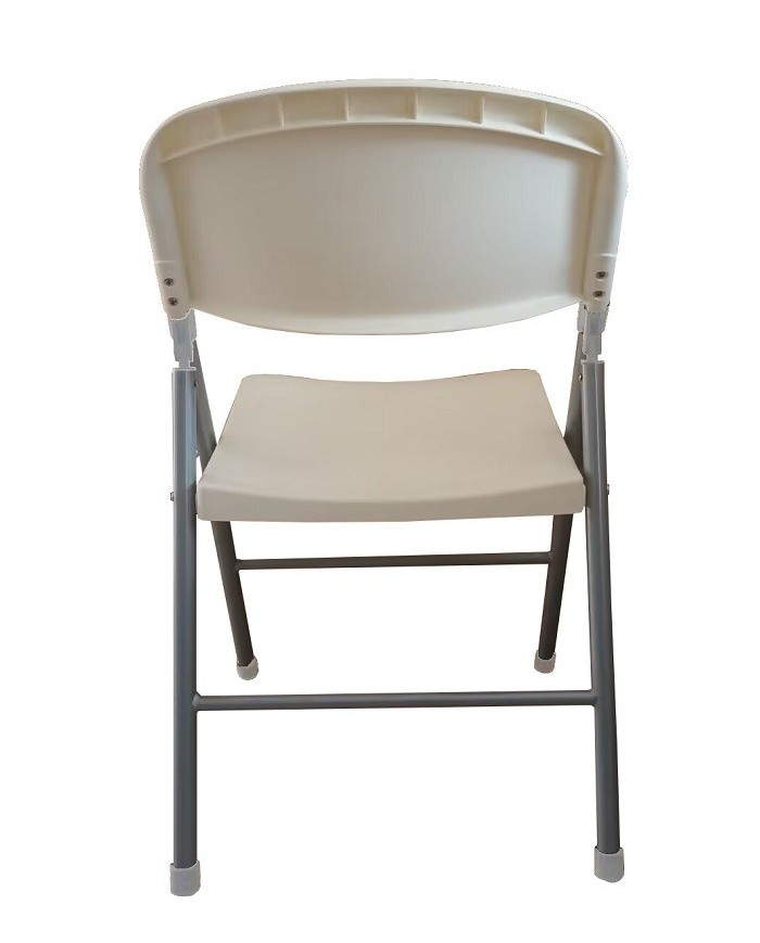 Silla BEACH, plegable, metal plata, polipropileno blanco