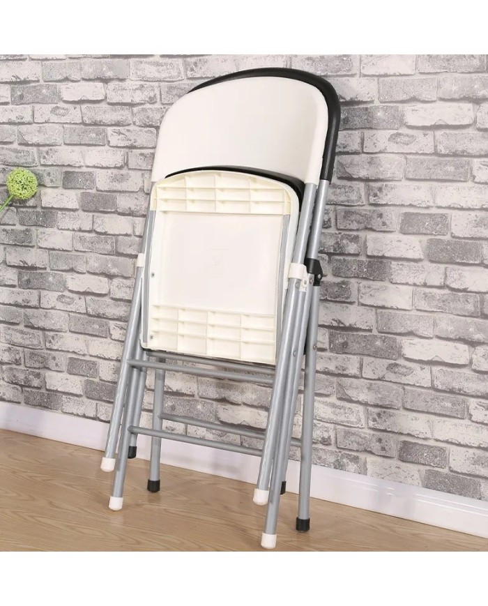 Silla BEACH, plegable, metal plata, polipropileno blanco