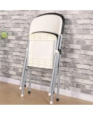 Silla BEACH, plegable, metal plata, polipropileno blanco