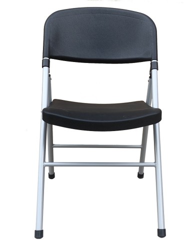 Silla BEACH, plegable, metal plata, polipropileno negro