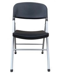 Silla BEACH, plegable, metal plata, polipropileno negro