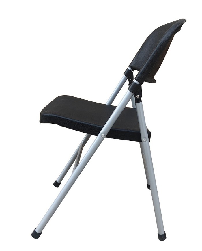 Silla BEACH, plegable, metal plata, polipropileno negro