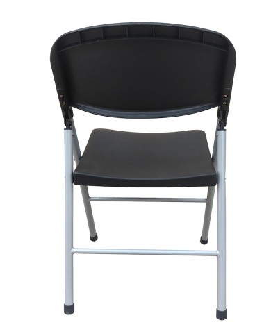 Silla BEACH, plegable, metal plata, polipropileno negro