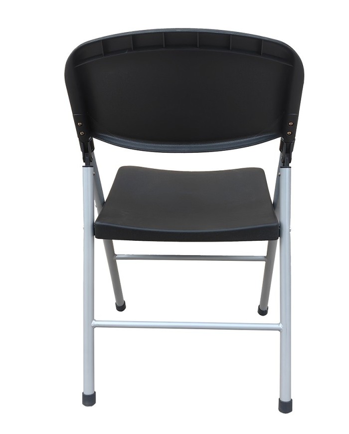 Silla BEACH, plegable, metal plata, polipropileno negro
