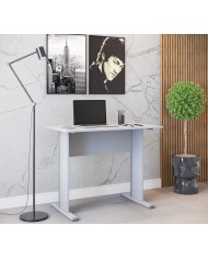 Mesa de oficina WORK, metal, bilaminado color platino 90 x 60 cms