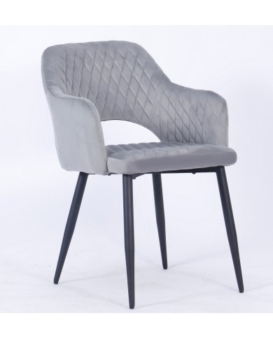 Sillón HONORIO, metal, tapizado velvet 19 gris