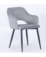 Sillón HONORIO, metal, tapizado velvet 19 gris