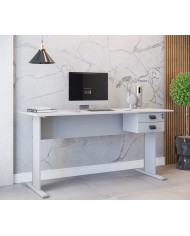 Cajonera WORK A200, fija, 2 cajones, guías metálicas, cerradura, platino