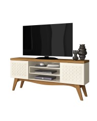 Mueble TV LIZ, blanco roto y coral, 160 cms.