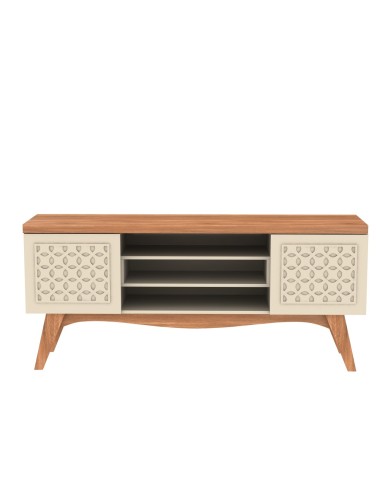 Mueble TV LIZ, blanco roto y coral, 160 cms.