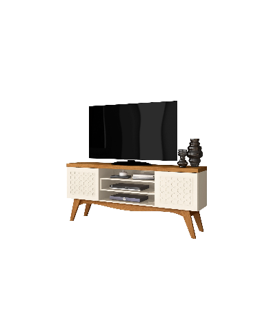 Mueble TV LIZ, blanco roto y coral, 160 cms.