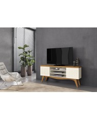 Mueble TV LIZ, blanco roto y coral, 160 cms.