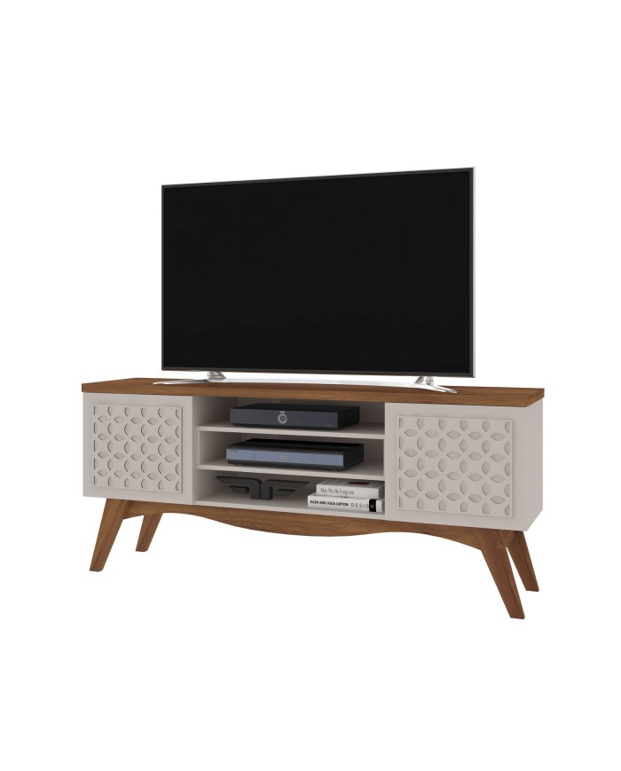 Mueble TV LIZ, blanco roto y matte, 160 cms.