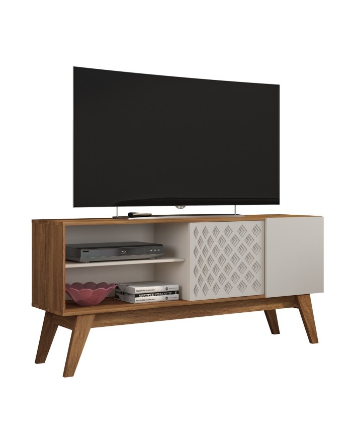 Mueble TV PREMIUM, matte y blanco roto, 150 cms.