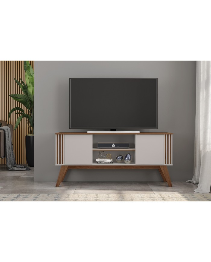 Mueble TV VITTA, blanco roto y matte, 150 cms.