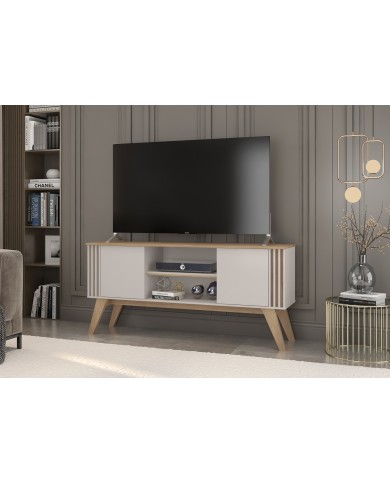 Mueble TV VITTA, blanco roto y cedro, 150 cms.