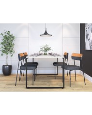 Mesa PORTO 135, metal negro, tapa MDP color blanco, 135 x 90 cms