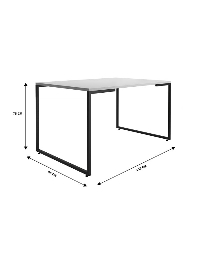 Mesa PORTO 135, metal negro, tapa MDP color blanco, 135 x 90 cms
