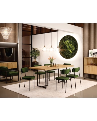 Mesa PRIME 40, metal negro, tapa MDP color natural, 180 x 90 cms