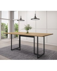 Mesa PRIME 25, metal negro, tapa MDP color avellana, 180 x 90 cms
