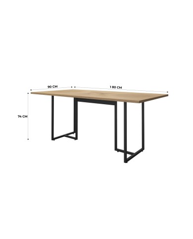 Mesa PRIME 25, metal negro, tapa MDP color avellana, 180 x 90 cms