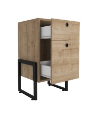 Cajonera WOLLY, multiusos, metal negro, 2 cajones, MDP miel