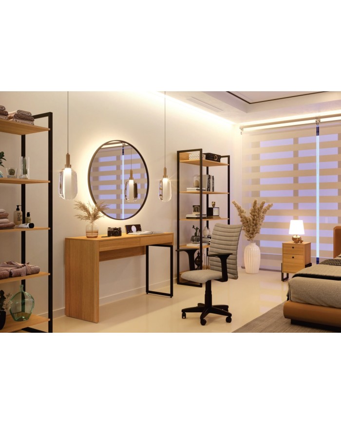 Cajonera WOLLY, multiusos, metal negro, 2 cajones, MDP miel