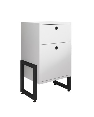 Cajonera WOLLY, multiusos, metal negro, 2 cajones, MDP blanco