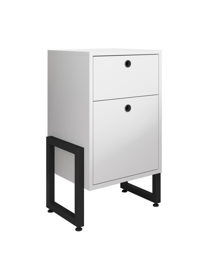 Cajonera WOLLY, multiusos, metal negro, 2 cajones, MDP blanco