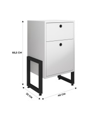 Cajonera WOLLY, multiusos, metal negro, 2 cajones, MDP blanco